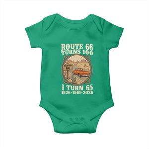 Route Highway 66 Turns 100 I Turn 65 Baby Onesie Vintage 1961 Road Sign Classic Pickup Truck Lover 65th Birthday Gift