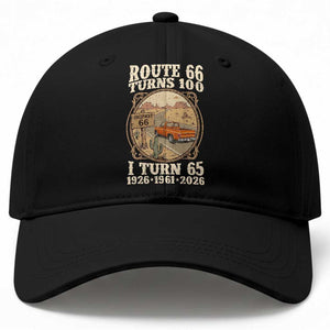 Route Highway 66 Turns 100 I Turn 65 Baseball Cap Vintage 1961 Road Sign Classic Pickup Truck Lover 65th Birthday Gift