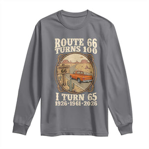 Route Highway 66 Turns 100 I Turn 65 Long Sleeve Shirt Vintage 1961 Road Sign Classic Pickup Truck Lover 65th Birthday Gift