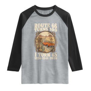 Route Highway 66 Turns 100 I Turn 65 Raglan Shirt Vintage 1961 Road Sign Classic Pickup Truck Lover 65th Birthday Gift