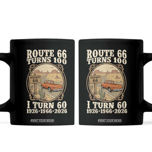 Route Highway 66 Turns 100 I Turn 60 Coffee Mug Vintage 1966 Road Sign Classic Pickup Truck Lover 60th Birthday Gift