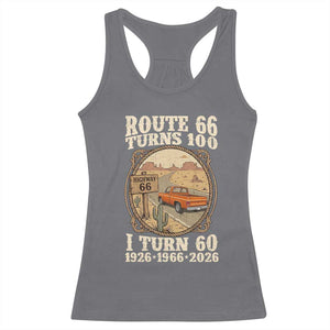 Route Highway 66 Turns 100 I Turn 60 Racerback Tank Top Vintage 1966 Road Sign Classic Pickup Truck Lover 60th Birthday Gift