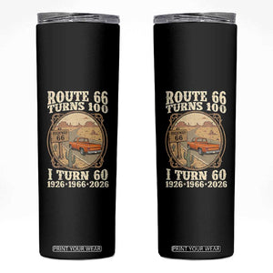 Route Highway 66 Turns 100 I Turn 60 Skinny Tumbler Vintage 1966 Road Sign Classic Pickup Truck Lover 60th Birthday Gift