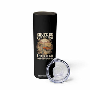 Route Highway 66 Turns 100 I Turn 60 Skinny Tumbler Vintage 1966 Road Sign Classic Pickup Truck Lover 60th Birthday Gift