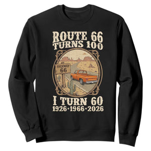 Route Highway 66 Turns 100 I Turn 60 Sweatshirt Vintage 1966 Road Sign Classic Pickup Truck Lover 60th Birthday Gift