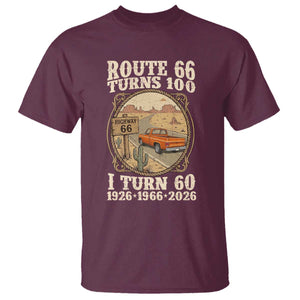 Route Highway 66 Turns 100 I Turn 60 T Shirt Vintage 1966 Road Sign Classic Pickup Truck Lover 60th Birthday Gift