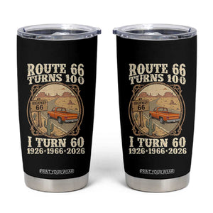 Route Highway 66 Turns 100 I Turn 60 Tumbler Cup Vintage 1966 Road Sign Classic Pickup Truck Lover 60th Birthday Gift