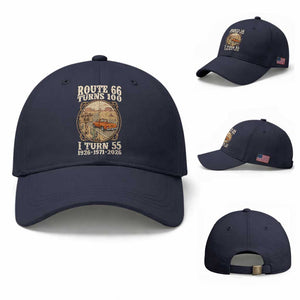 Route Highway 66 Turns 100 I Turn 55 Baseball Cap Vintage 1971 Road Sign Classic Pickup Truck Lover 55th Birthday Gift