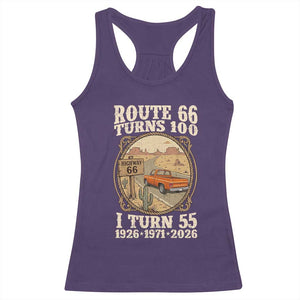 Route Highway 66 Turns 100 I Turn 55 Racerback Tank Top Vintage 1971 Road Sign Classic Pickup Truck Lover 55th Birthday Gift