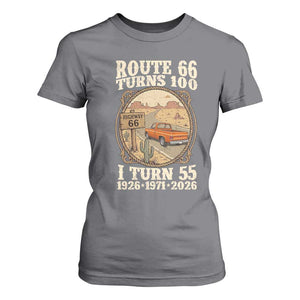 Route Highway 66 Turns 100 I Turn 55 T Shirt For Women Vintage 1971 Road Sign Classic Pickup Truck Lover 55th Birthday Gift