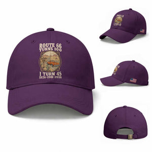 Route Highway 66 Turns 100 I Turn 45 Baseball Cap Vintage 1981 Road Sign Classic Pickup Truck Lover 45th Birthday Gift