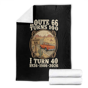 Route Highway 66 Turns 100 I Turn 40 Throw Blanket Vintage 1986 Road Sign Classic Pickup Truck Lover 40th Birthday Gift