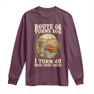 Route Highway 66 Turns 100 I Turn 40 Long Sleeve Shirt Vintage 1986 Road Sign Classic Pickup Truck Lover 40th Birthday Gift