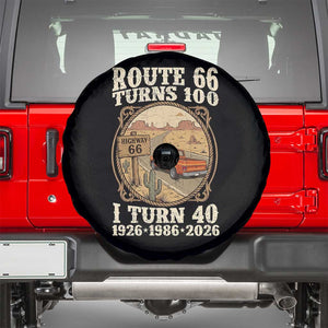Route Highway 66 Turns 100 I Turn 40 Spare Tire Cover Vintage 1986 Road Sign Classic Pickup Truck Lover 40th Birthday Gift