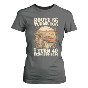 Route Highway 66 Turns 100 I Turn 40 T Shirt For Women Vintage 1986 Road Sign Classic Pickup Truck Lover 40th Birthday Gift