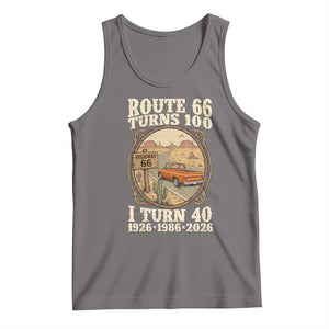 Route Highway 66 Turns 100 I Turn 40 Tank Top Vintage 1986 Road Sign Classic Pickup Truck Lover 40th Birthday Gift