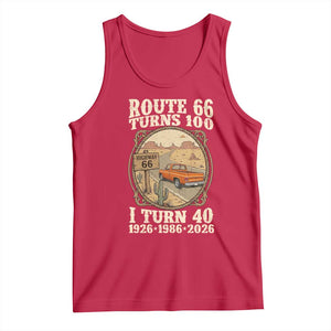 Route Highway 66 Turns 100 I Turn 40 Tank Top Vintage 1986 Road Sign Classic Pickup Truck Lover 40th Birthday Gift