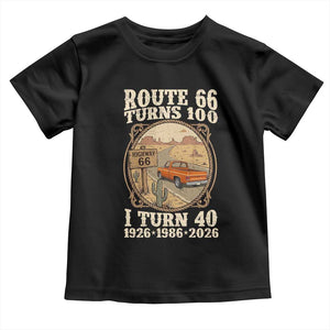 Route Highway 66 Turns 100 I Turn 40 Toddler T Shirt Vintage 1986 Road Sign Classic Pickup Truck Lover 40th Birthday Gift