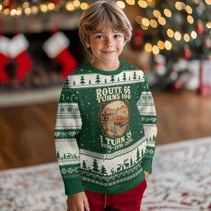 Route Highway 66 Turns 100 I Turn 35 Ugly Christmas Sweater Vintage 1991 Road Sign Classic Pickup Truck Lover 35th Birthday Gift
