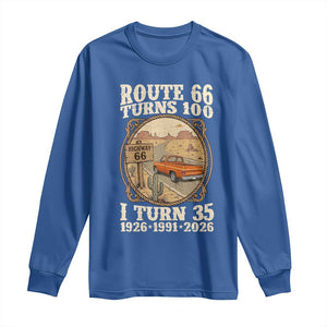 Route Highway 66 Turns 100 I Turn 35 Long Sleeve Shirt Vintage 1991 Road Sign Classic Pickup Truck Lover 35th Birthday Gift