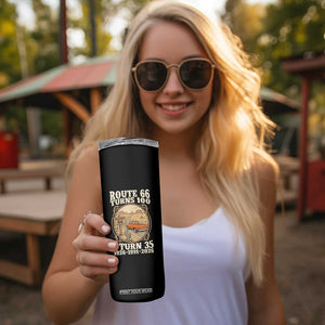 Route Highway 66 Turns 100 I Turn 35 Skinny Tumbler Vintage 1991 Road Sign Classic Pickup Truck Lover 35th Birthday Gift