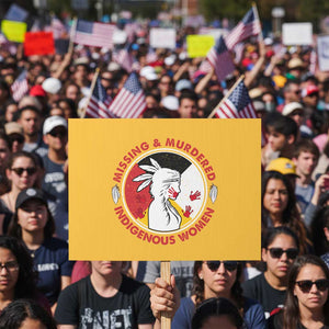 MMIW Missing and Murdered Indigenous Women Red Hand Protest Sign TS14 Horizontal 18" × 24" Yellow Print Your Wear
