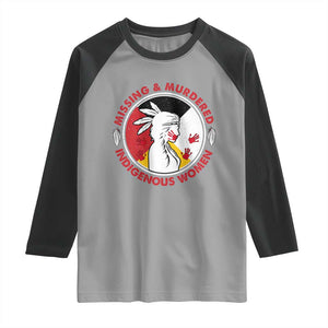 MMIW Missing and Murdered Indigenous Women Red Hand Raglan Shirt TS14 Sport Gray Black Print Your Wear