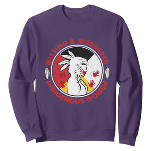 MMIW Missing and Murdered Indigenous Women Red Hand Sweatshirt TS14 Purple Print Your Wear