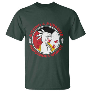 MMIW Missing and Murdered Indigenous Women Red Hand T Shirt TS14 Dark Forest Green Print Your Wear