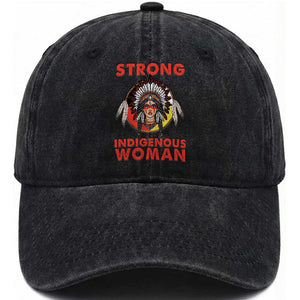 MMIW Native American Strong Indigenous Woman Washed Cotton Baseball Cap TS14 Washed Cap Universal Fit Black Print Your Wear