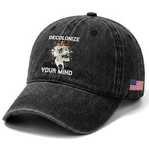 Indigenous People Native American Washed Cotton Baseball Cap Decolonize Your Mind TS14 Print Your Wear