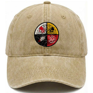 Native American Medicine Wheel MMIW Washed Cotton Baseball Cap TS14 Washed Cap Universal Fit Khaki Print Your Wear