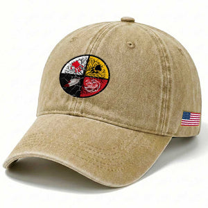 Native American Medicine Wheel MMIW Washed Cotton Baseball Cap TS14 Print Your Wear