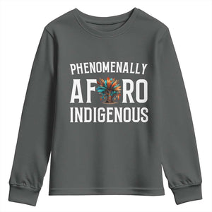 Afro Indigenous Native Pride Phenomenally Indigenous People Youth Sweatshirt TS14 Dark Heather Print Your Wear