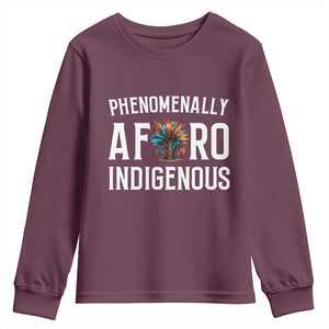 Afro Indigenous Native Pride Phenomenally Indigenous People Youth Sweatshirt TS14 Maroon Print Your Wear