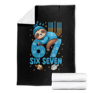 67 Six Seven Meme Throw Blanket Funny Hanukkah Sloth TS14 Black Print Your Wear