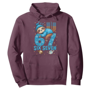 67 Six Seven Meme Hoodie Funny Hanukkah Sloth TS14 Maroon Print Your Wear