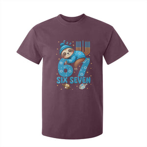 67 Six Seven Meme T Shirt For Kid Funny Hanukkah Sloth TS14 Maroon Print Your Wear