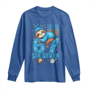 67 Six Seven Meme Long Sleeve Shirt Funny Hanukkah Sloth TS14 Royal Blue Print Your Wear