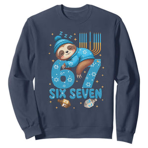 67 Six Seven Meme Sweatshirt Funny Hanukkah Sloth TS14 Navy Print Your Wear