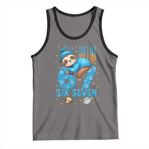 67 Six Seven Meme Tank Top Funny Hanukkah Sloth TS14 Deep Heather Black Print Your Wear