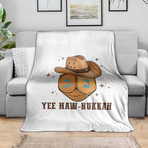 Yee Haw Nukkah Throw Blanket Funny Cowboy Hanukkah TS14 Print Your Wear