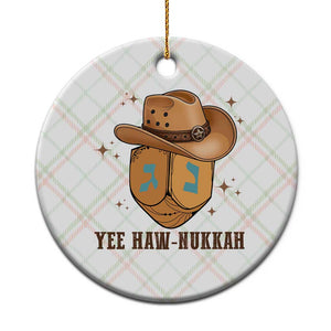 Yee Haw Nukkah Ceramic Ornament Funny Cowboy Hanukkah TS14 1pc Christmas Plaid Print Your Wear