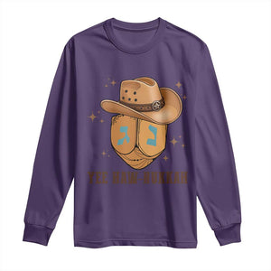 Yee Haw Nukkah Long Sleeve Shirt Funny Cowboy Hanukkah TS14 Purple Print Your Wear