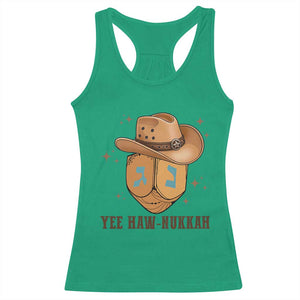 Yee Haw Nukkah Racerback Tank Top Funny Cowboy Hanukkah TS14 Irish Green Print Your Wear