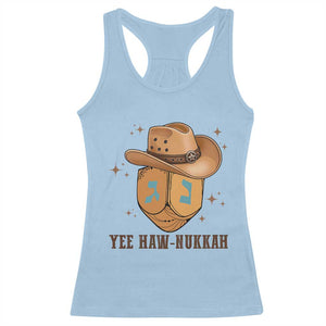 Yee Haw Nukkah Racerback Tank Top Funny Cowboy Hanukkah TS14 Light Blue Print Your Wear