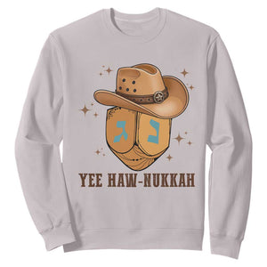 Yee Haw Nukkah Sweatshirt Funny Cowboy Hanukkah TS14 Ice Gray Print Your Wear