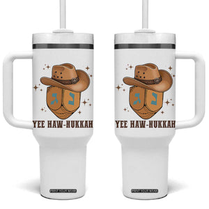 Yee Haw Nukkah Tumbler With Handle Funny Cowboy Hanukkah TS14 One Size: 40 oz White Print Your Wear