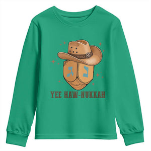 Yee Haw Nukkah Youth Sweatshirt Funny Cowboy Hanukkah TS14 Irish Green Print Your Wear