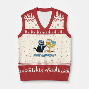 Funny Black Cat Hanukkah Chanukah V-Neck Knit Sweater Vest TS14 Beige Red Print Your Wear